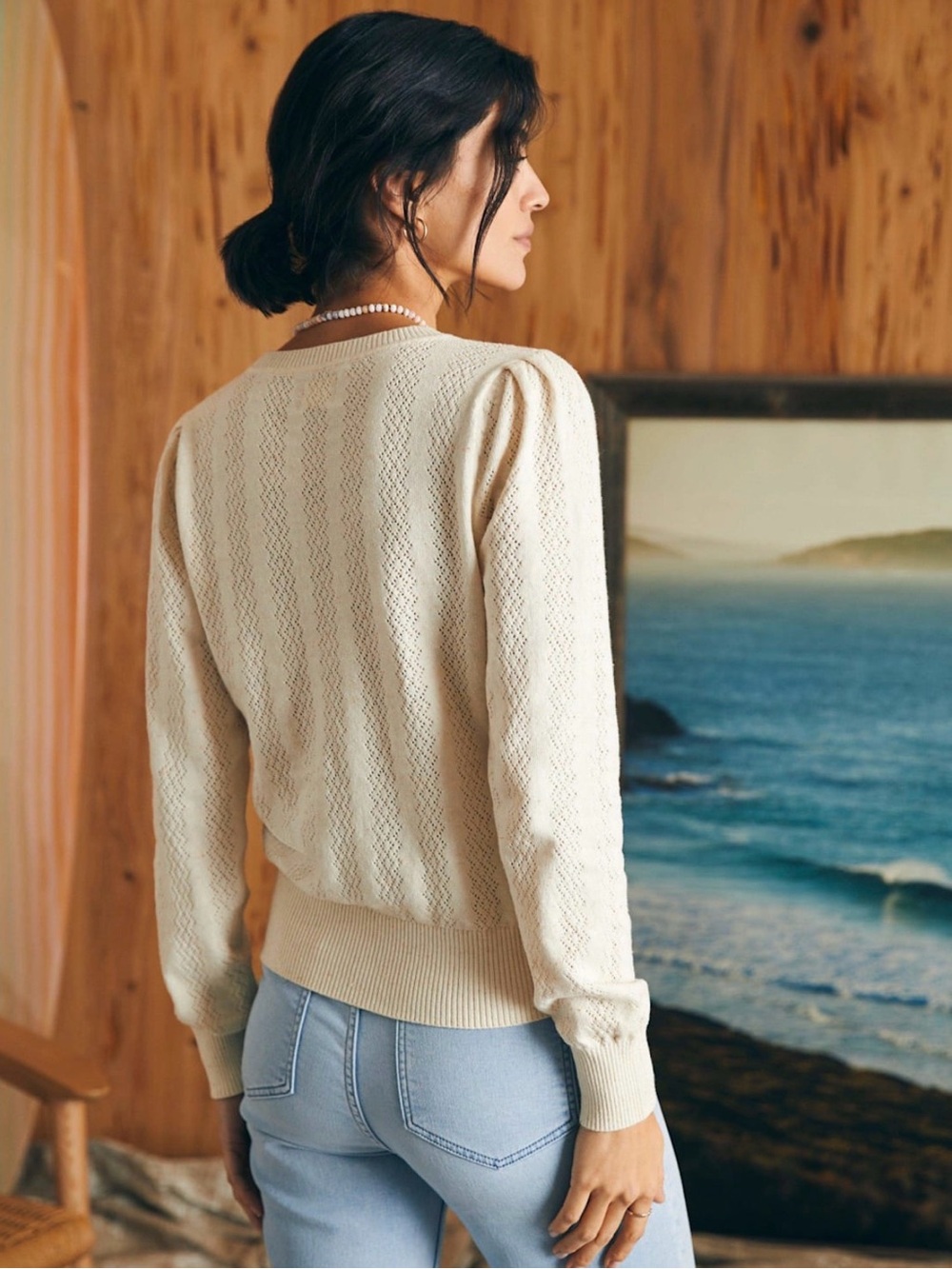 Faherty Pointelle Lola Sweater 100% cotton - Picture 5 of 9
